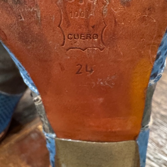 Stylish Blue and Gray Heeled Boots - Picture 5 of 5